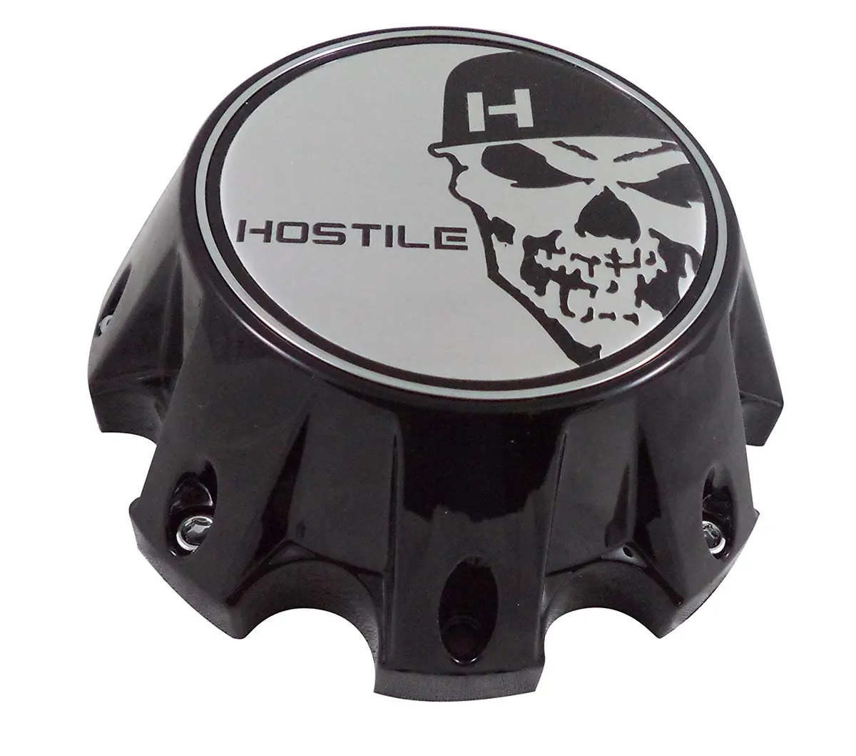 Hostile Wheels Gloss Black/Chrome Skull Logo Custom Center Cap # Hc-8006 (1) 1