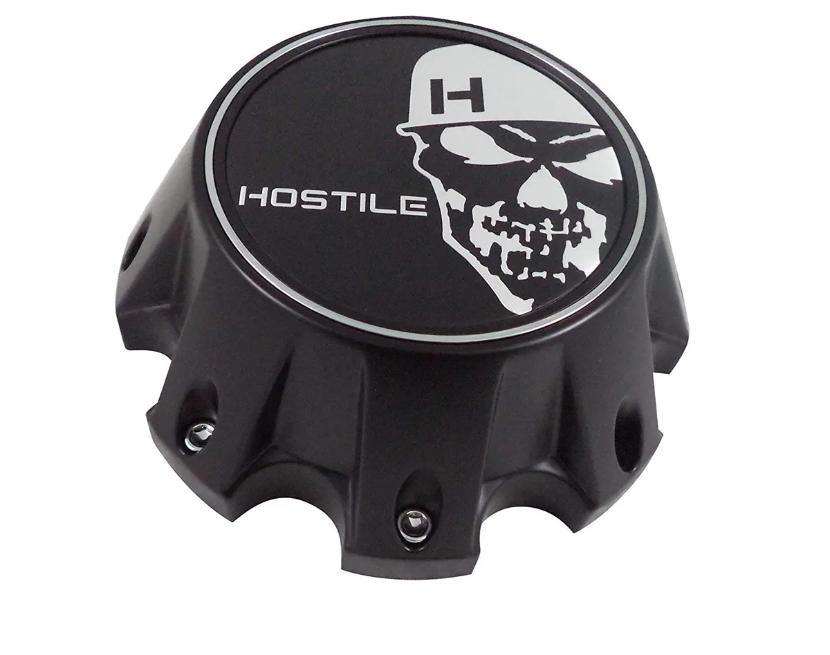 Hostile Wheels Satin Black/Black Skull Logo Custom Center Cap # Hc-8006 (1) 1