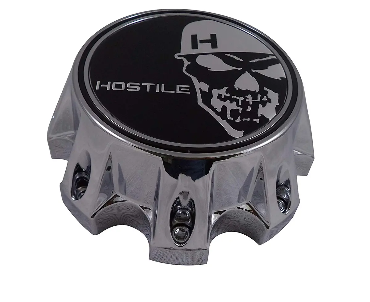 Hostile Wheels Chrome/Black Skull Logo Custom Center Cap # Hc-8003 (1 Cap) 1