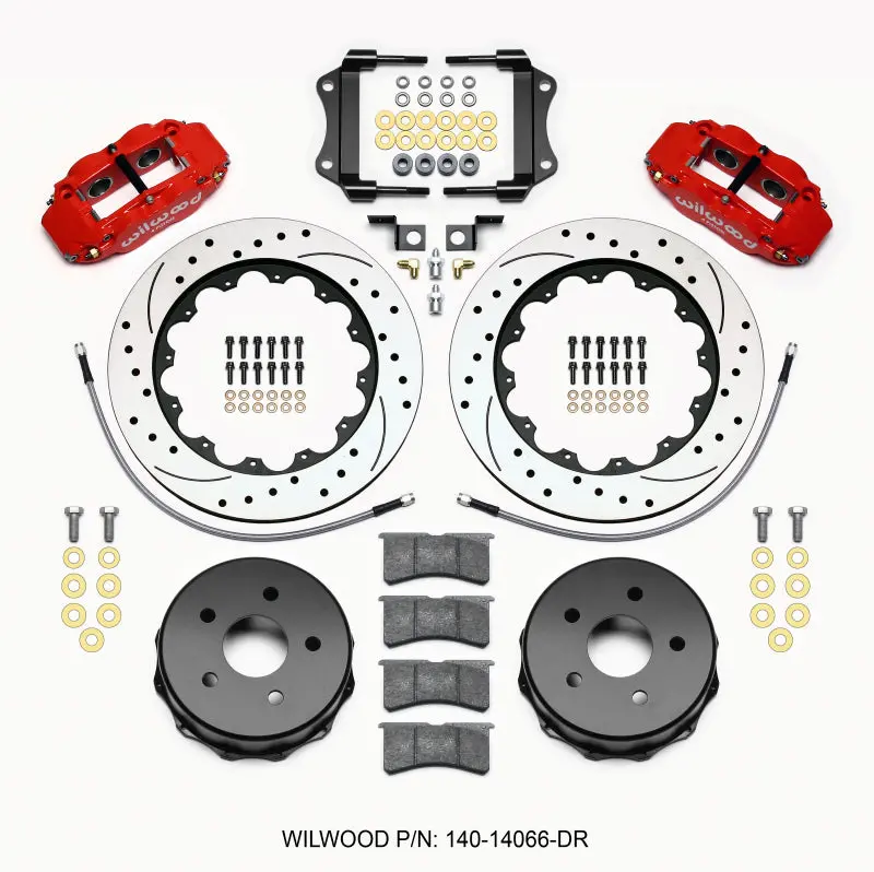 Wilwood Narrow Superlite 4R Rear Kit 14.00In Drilled Red 2007-Up Jeep Jk W/Lines 1