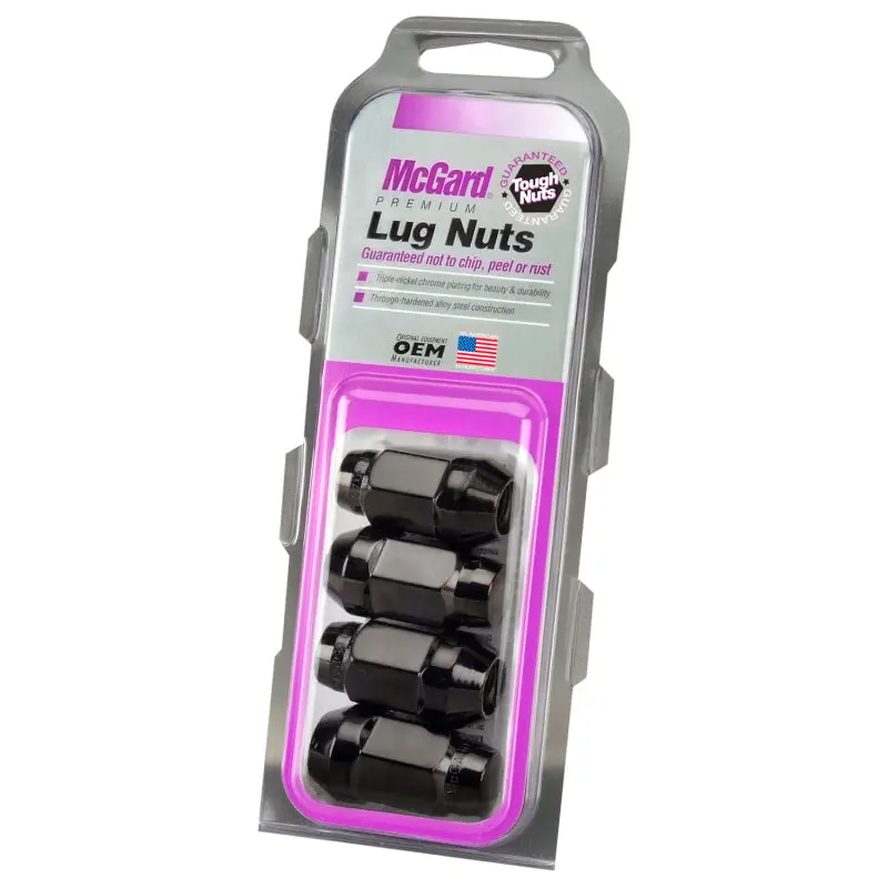 Mcgard Hex Lug Nut (Cone Seat Bulge Style) 1/2-20 / 3/4 Hex / 1.45In. Length (4-Pack) - Black 1