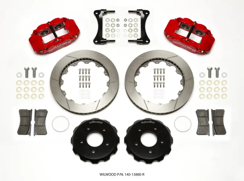 Wilwood Narrow Superlite 4R Front Hat Kit 12.88In Red 2007-Up Jeep Wrangler 1