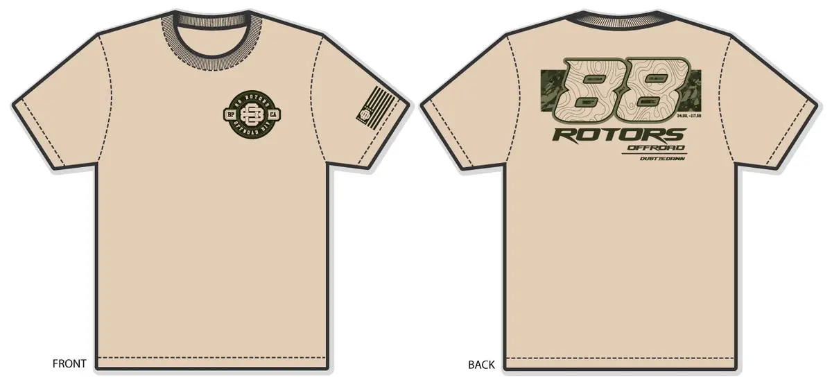 88 Rotors Offroad X Dust Til Dawn *V2* Limited Edition "Sand" Short Sleeve T Shirt 1