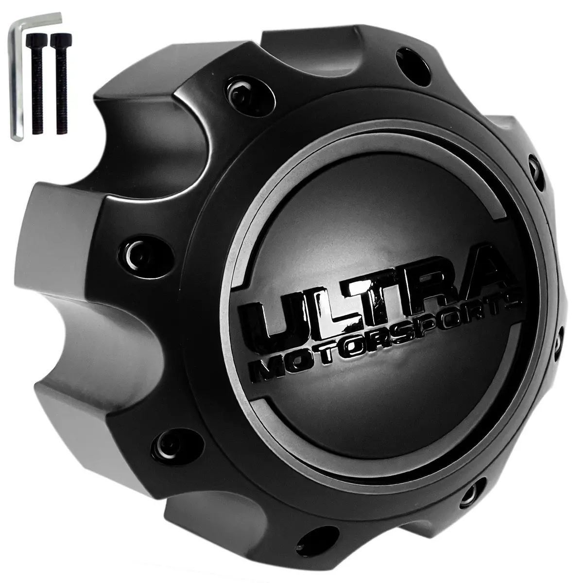 Ultra Wheels Satin Black / Black Logo Wheel Center Cap # 89-9782Sbb (4 Caps) New + Bolts 1
