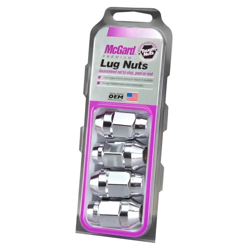 Mcgard Hex Lug Nut (Cone Seat Bulge Style) M14x1.5 / 13/16 Hex / 1.945In. Length (4-Pack) - Chrome 1