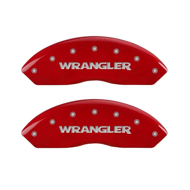 Mgp Front Set 2 Caliper Covers Engraved Front Wrangler Red Finish Silver Ch 1
