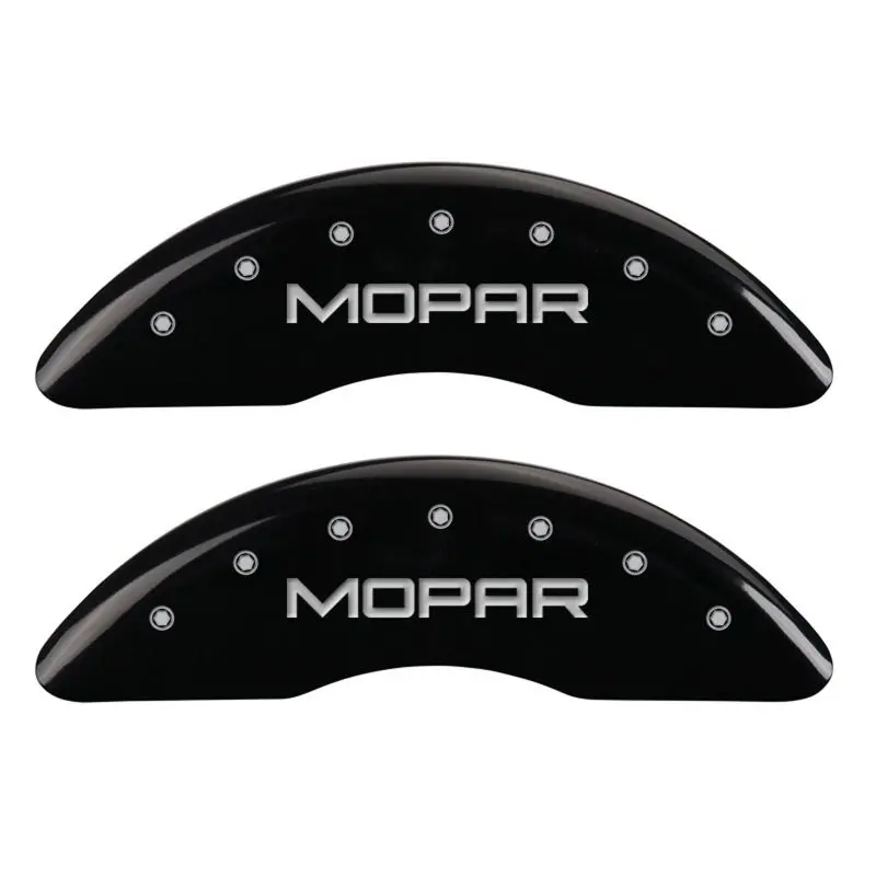Mgp 4 Caliper Covers Engraved Front & Rear Mopar Black Finish Silver Ch 1