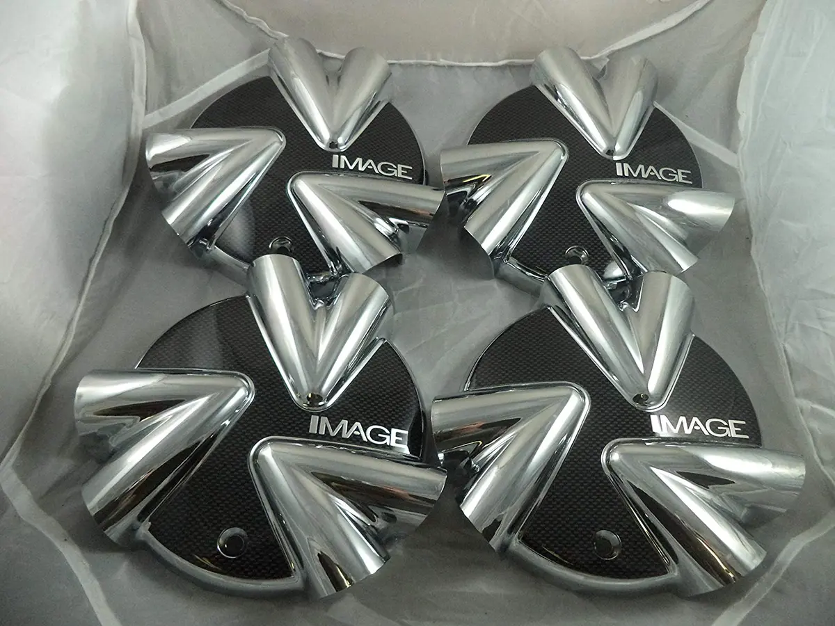 Image Wheels Chrome / Black Custom Wheel Center Caps # 8600-0 / 8609-4 (4 Caps) 2
