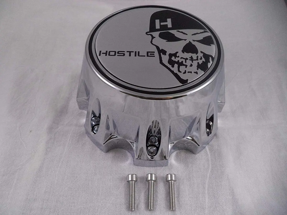 Hostile Wheels Chrome/Chrome Skull Logo Custom Center Cap # Hc-8004 (1 Cap) 2