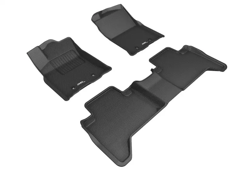 3D Maxpider 2018-2020 Toyota Tacoma Double Cab Kagu 1St & 2Nd Row Floormats - Black 1