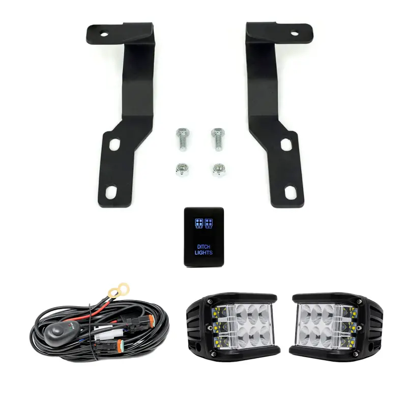 Cali Raised 05-15 Toyota Tacoma Low Prof Ditch Light Brackets Kit W/Cannon Pods No Switch 1