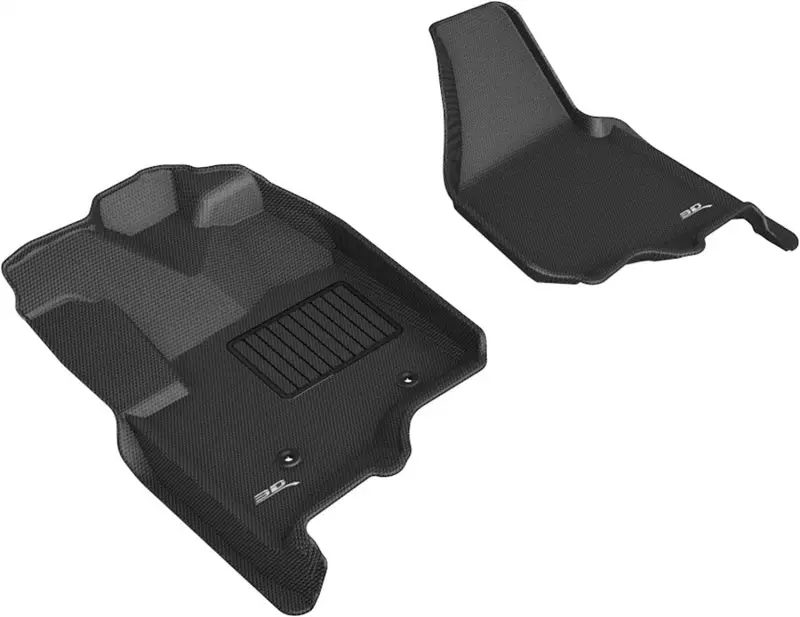 3D Maxpider 12-16 Ford F-250 350 450 Bucket Seats No Floor Shift Kagu 1St Row Floormats - Black 1