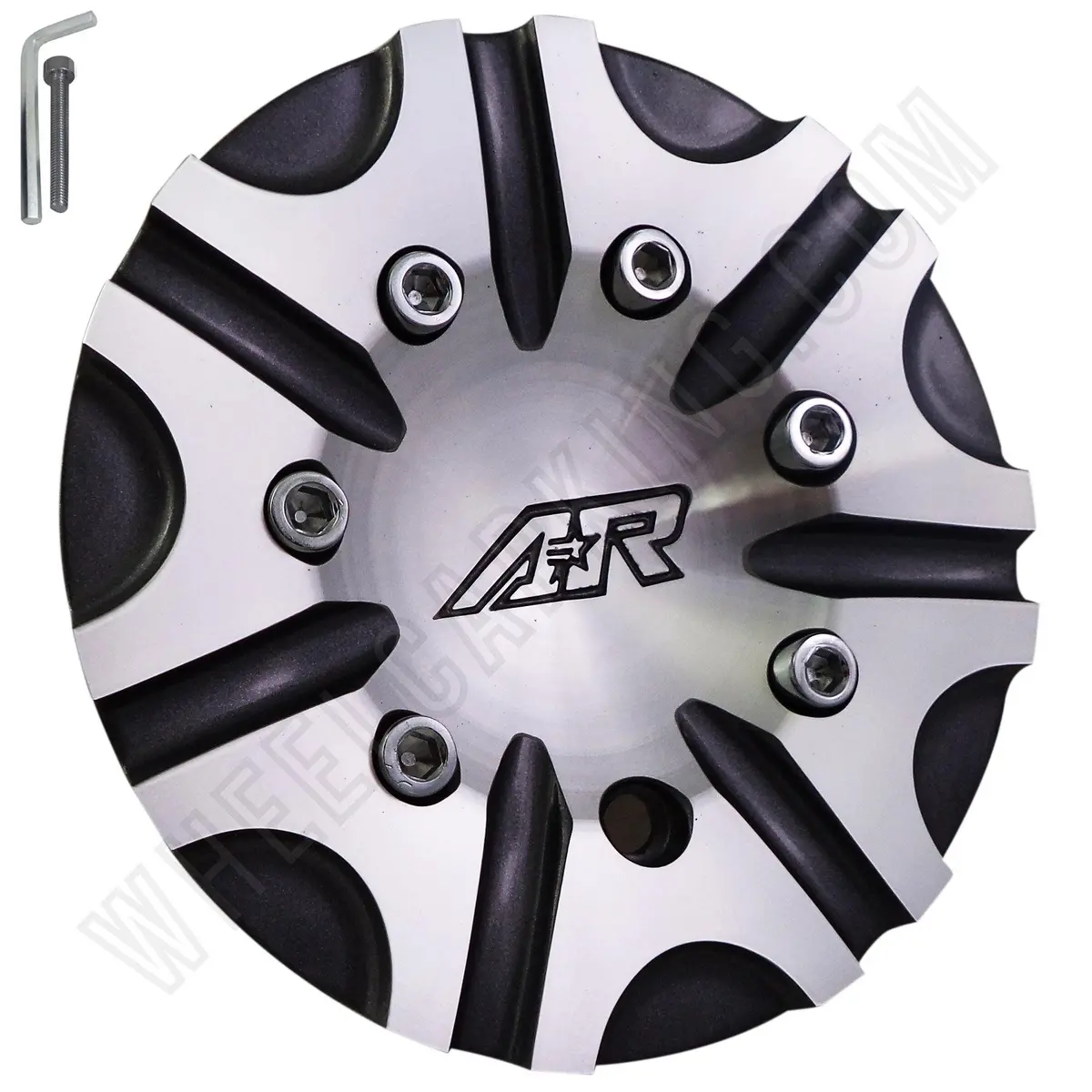 American Racing Black & Silver Custom Wheel Center Cap (4 Caps) # Qt106-L175-Gal 1