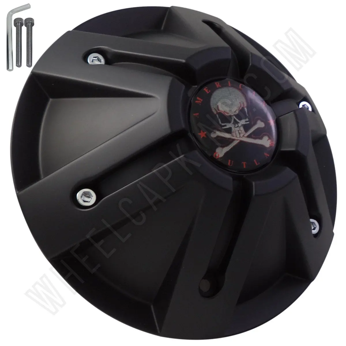 American Outlaw Wheels Flat Black Custom Wheel Center Caps # Bc-840 (1 Cap) 1