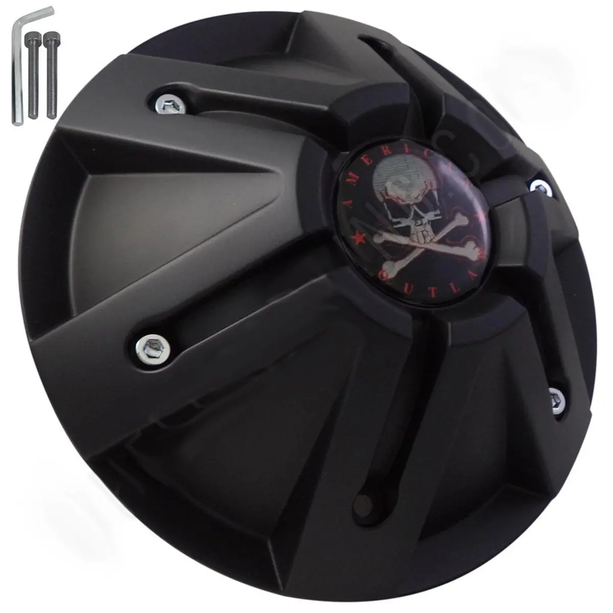 American Outlaw Wheels Flat Black Custom Wheel Center Caps # Bc-840 (4 Caps) 1
