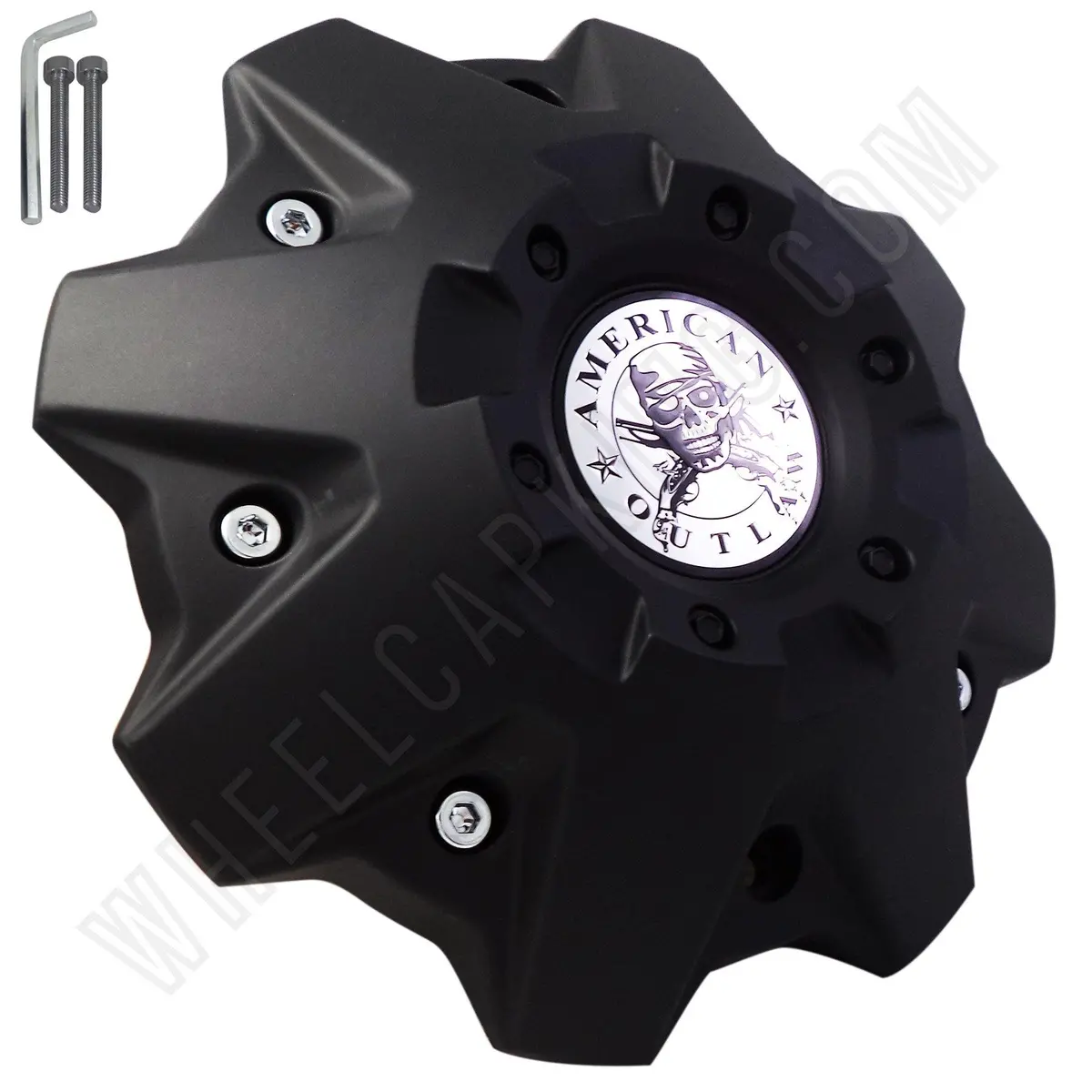 American Outlaw Wheels Flat Black Custom Wheel Center Caps # Bc-845 (4 Caps) 1