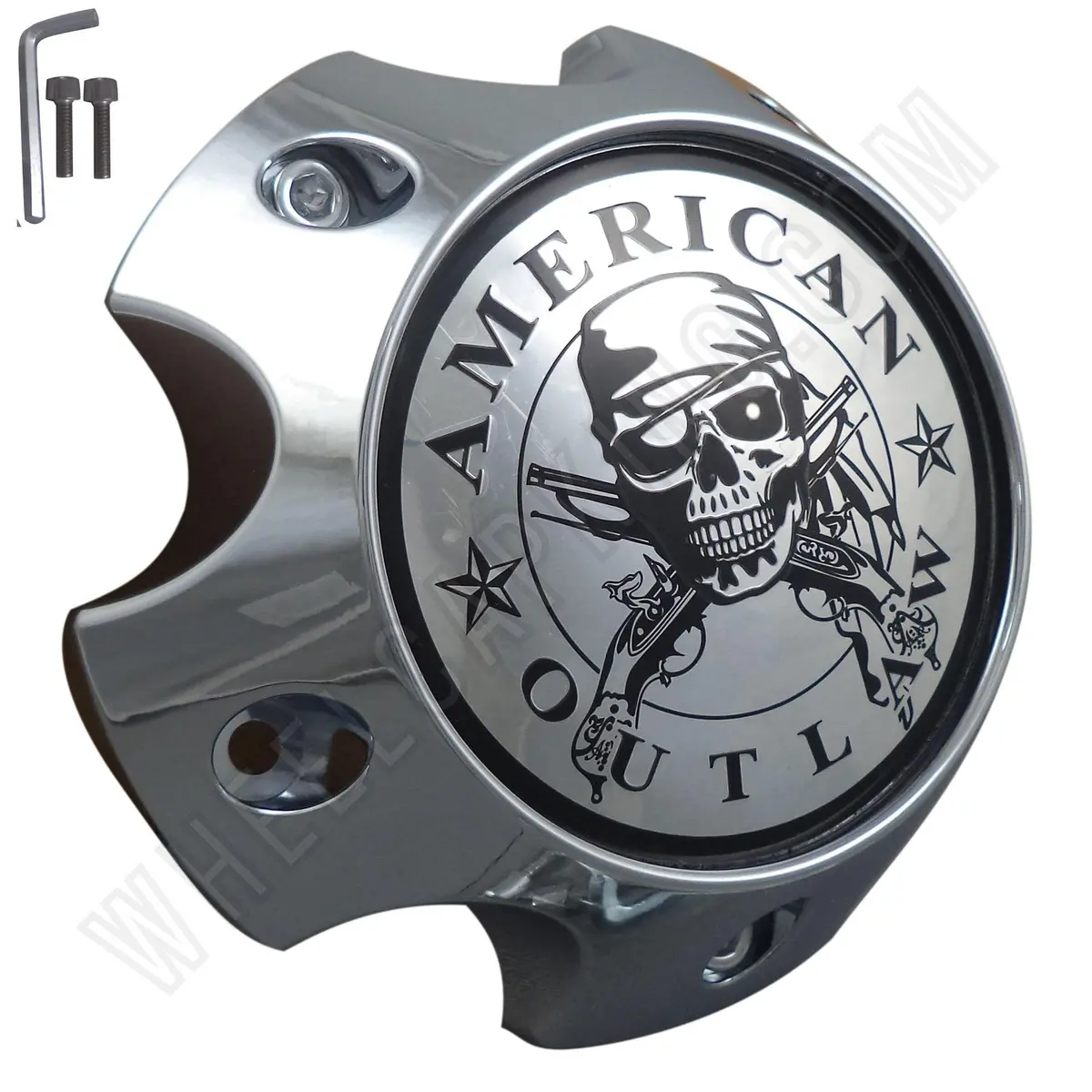 American Outlaw Wheels Chrome / Chrome Logo Custom Wheel Center Caps # Bc-787S (4 Caps) 1