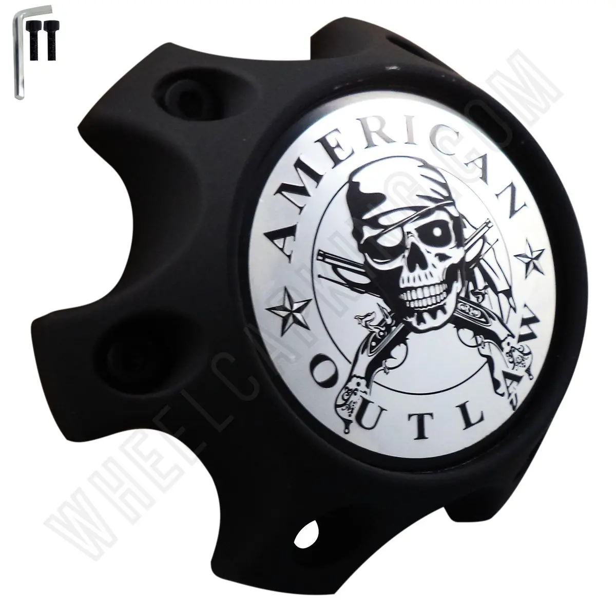 American Outlaw Wheels Flat Black / Chrome Custom Wheel Center Caps # Bc-788S (1 Cap) 1