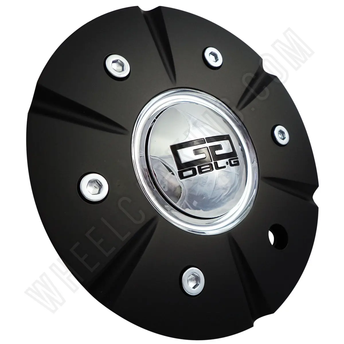 Double G # 504H174-1 Flat Black & Chrome Custom Wheel Center Cap (4 Caps) 1