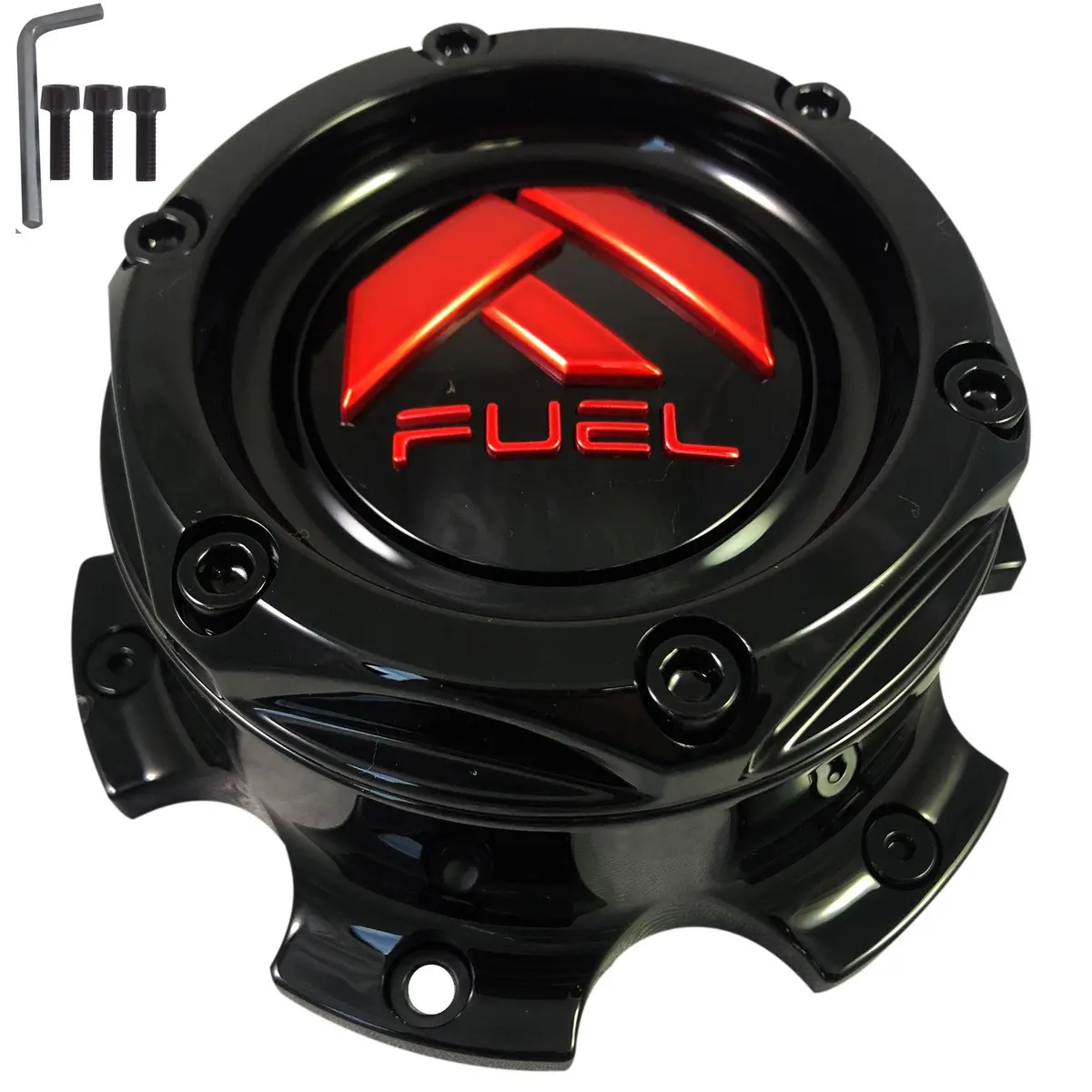 Fuel Wheels Gloss Black / Red Center Cap # 1004-27Gbq / 1004-26 New (4 Caps) 1