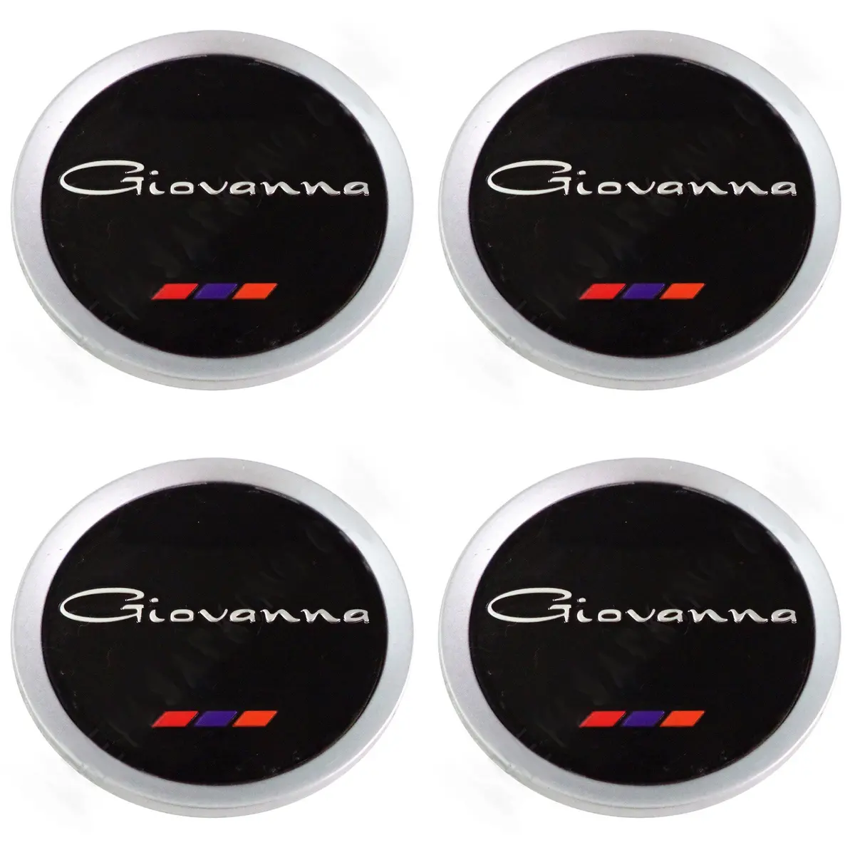 Giovanna Gloss Black / Silver Custom Wheel Center Cap # 998K75 / S709-29 (4 Caps) 2