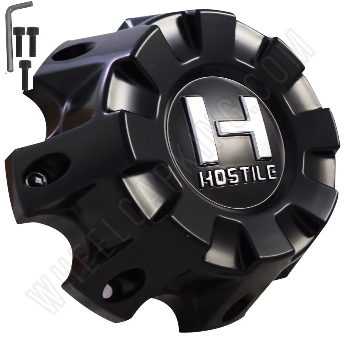 Hostile Wheels Satin Black Custom Center Cap # Hc-8001 / Hc-8001B (1 Cap) 1