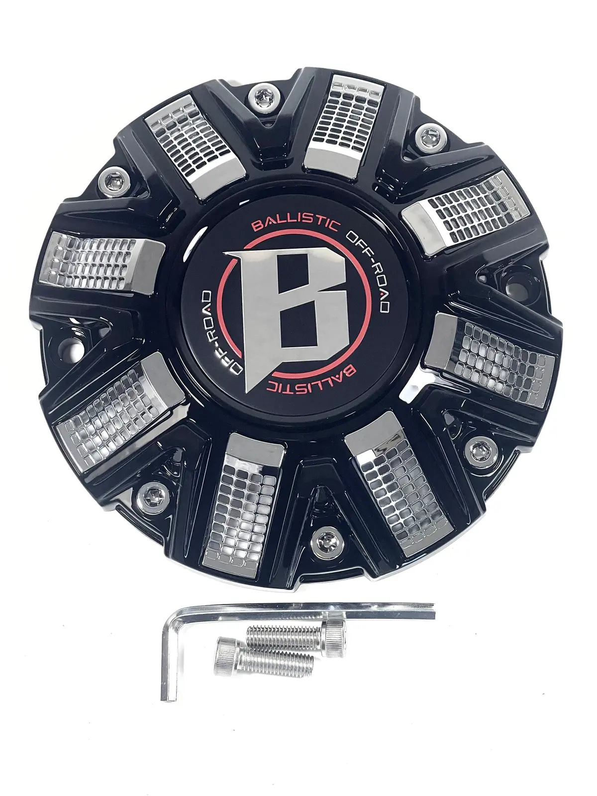 Ballistic Off-Road Gloss Black Chrome Wheel Center Cap Cap Or-D2 Cap Or-D (1 Cap) + Screws 1