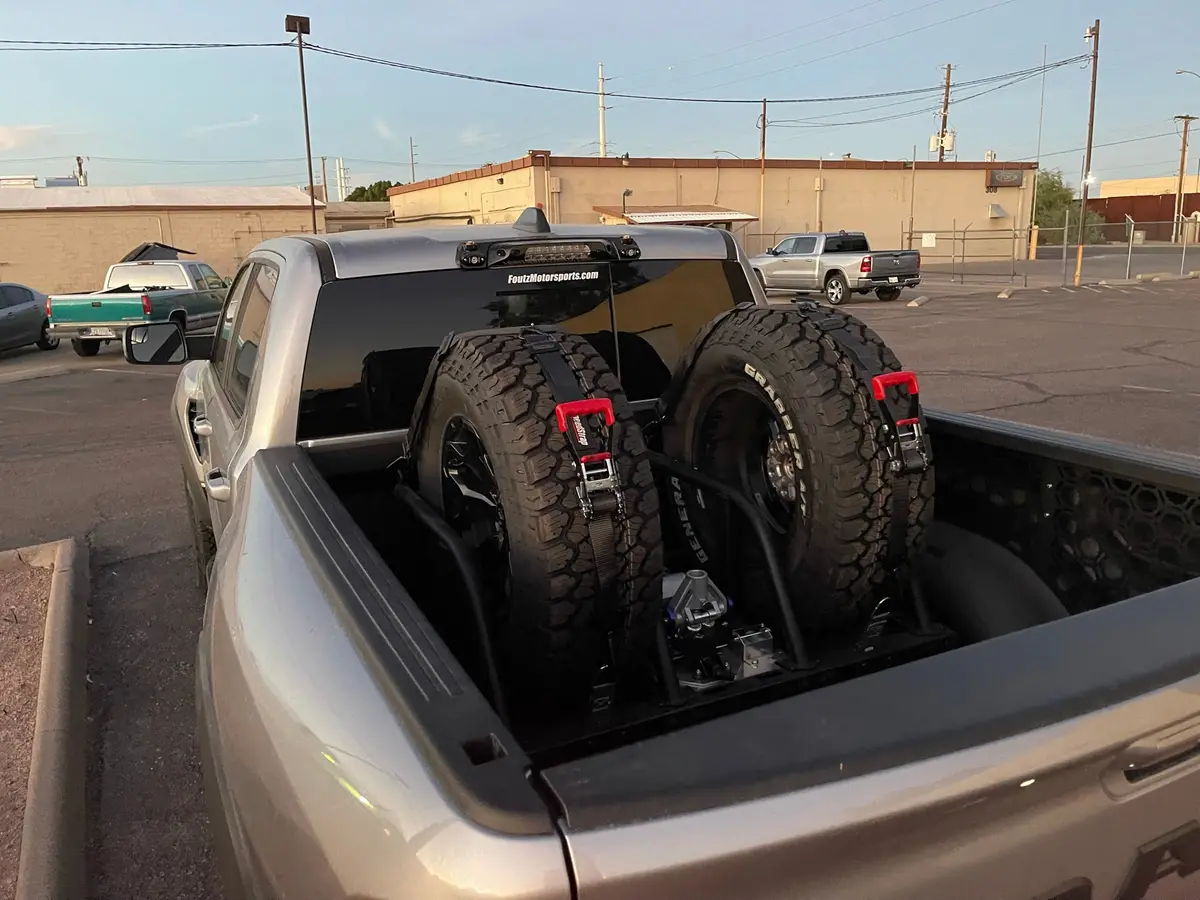 Dual Tire Carrier Quick Release Modular Bed Organizer 1