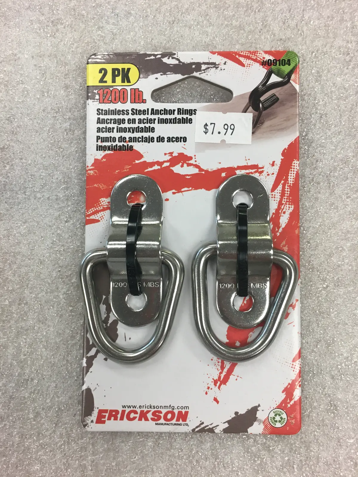 Anchor Ring Stainless Steel 1200 Lb Tie Down D-Ring 1