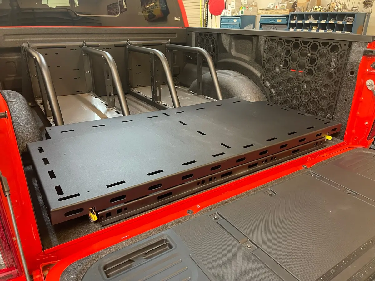 2017 - 2024 Raptor Rear Bed Organizer ---  Add On Rear Cargo Slide Tray 1