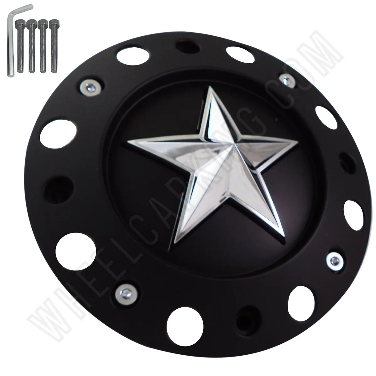 Rockstar By Kmc Wheels Flat Black Custom Wheel Center Cap # 371L152 (1 Cap) 1