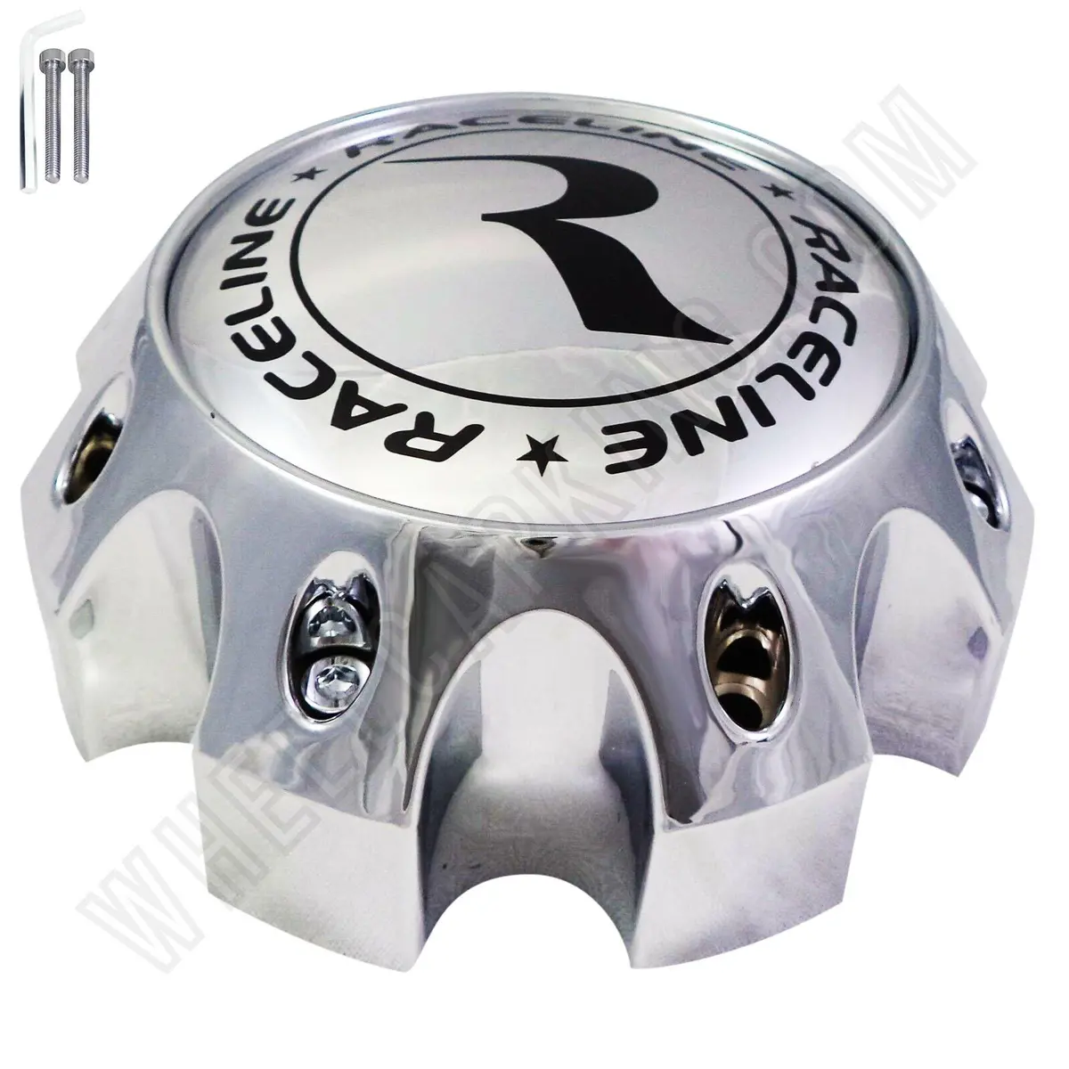 Raceline Wheels Chrome / Chrome Custom Wheel Center Caps # 311164 / 1079L170 (1 Cap) 8 Lug 1