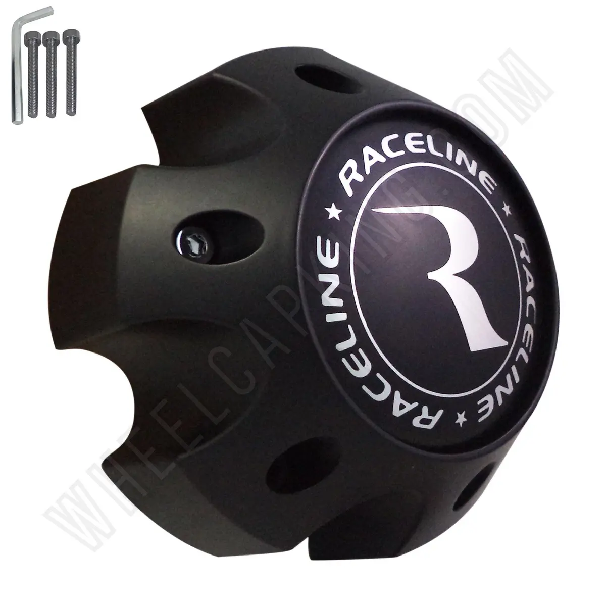 Raceline Wheels Flat Black Custom Wheel Center Caps # 1079L140 / 311162 (4 Caps) 6 Lug 1