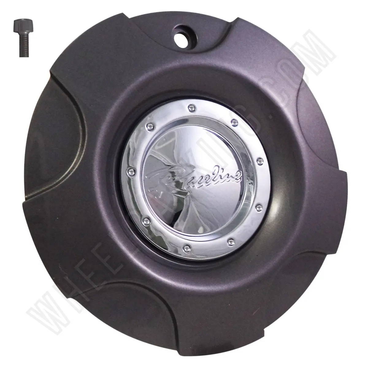 Raceline Wheels Gray / Chrome Custom Wheel Center Caps # 53581775F-2 / 53581775F-1B (1 Cap) 1