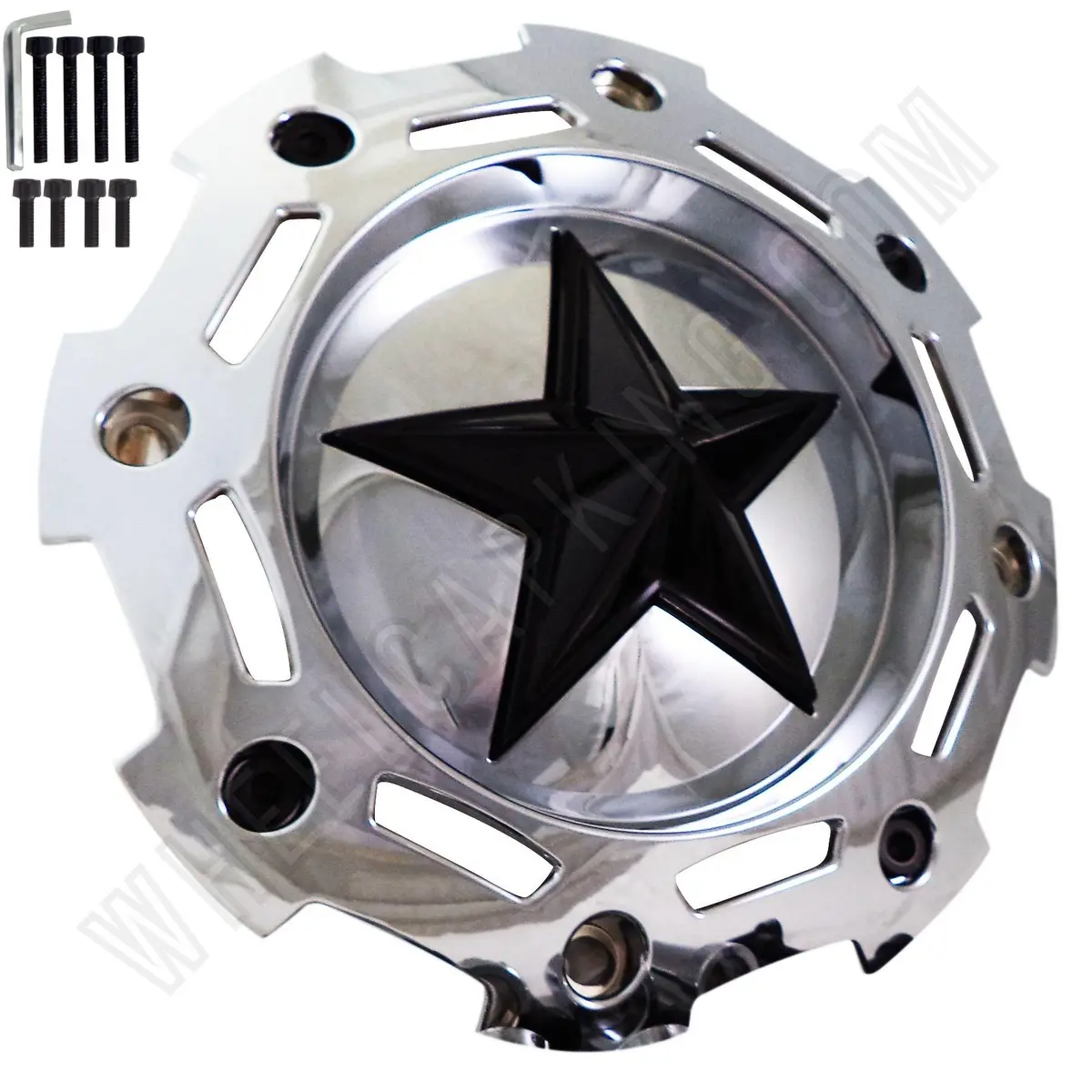 Rockstar / Kmc Wheels Chrome / Black Center Custom Wheel Center Cap # Sc-190 / S1004-04 / Sc-198  (1 Cap) 1