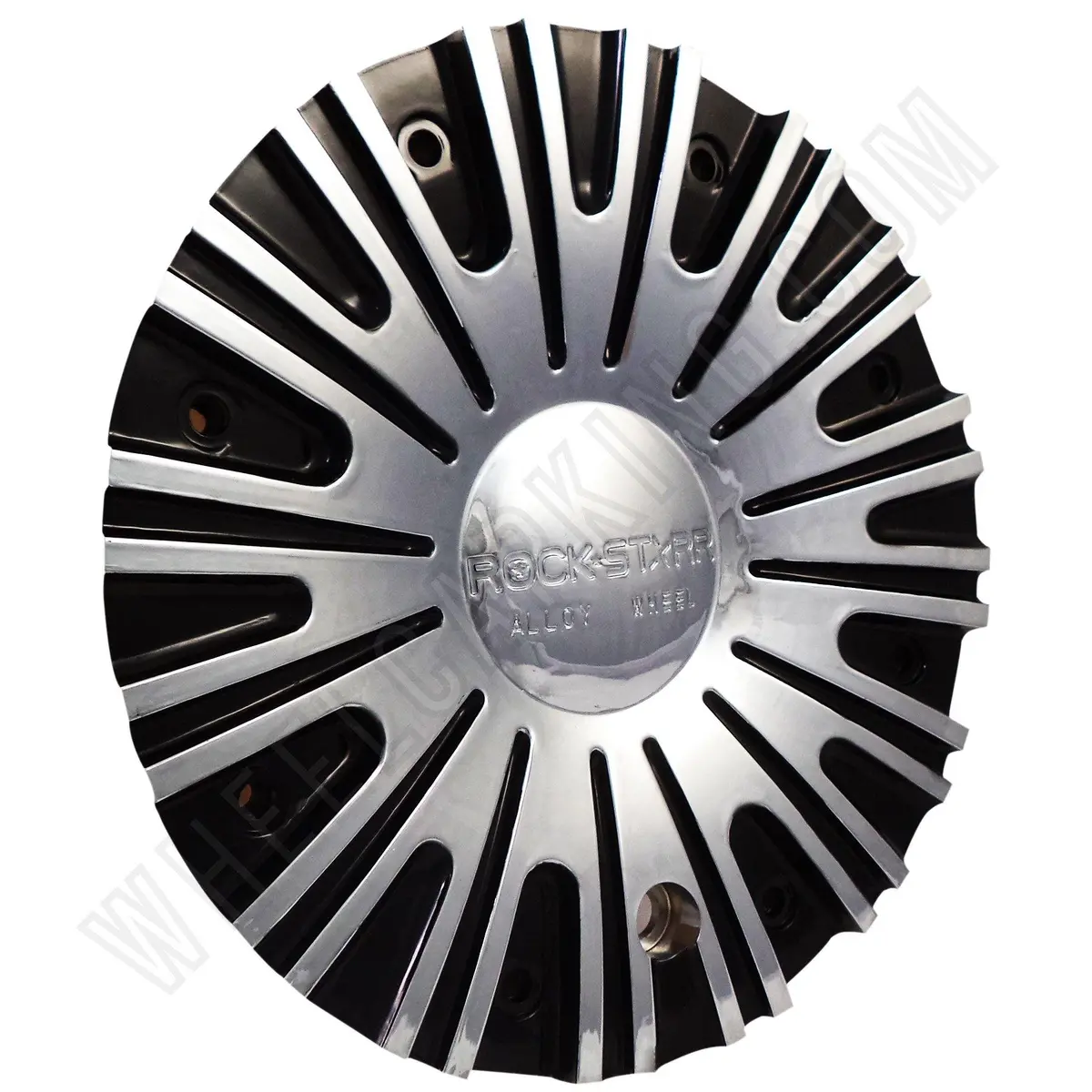 Rockstarr Wheels Chrome / Black Custom Wheel Center Cap # C-222-2 (4 Caps) 1