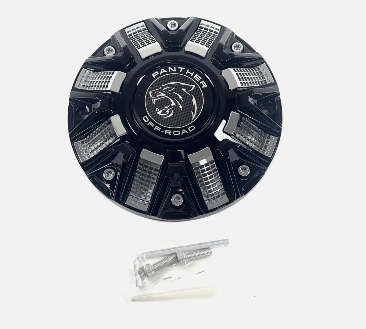 Panther / Ballistic Gloss Black Chrome Wheel Center Cap Cap Or-D3 Cap Or-D (4 Caps) + Screws 1