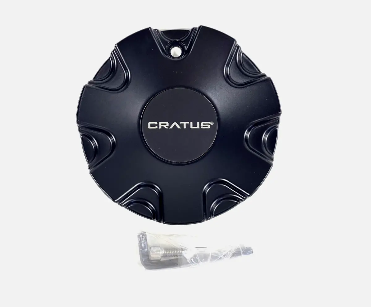 Cratus Wheels Flat Black Wheel Rim Center Cap # Cap Cr-108 (4 Caps) + Bolt 1