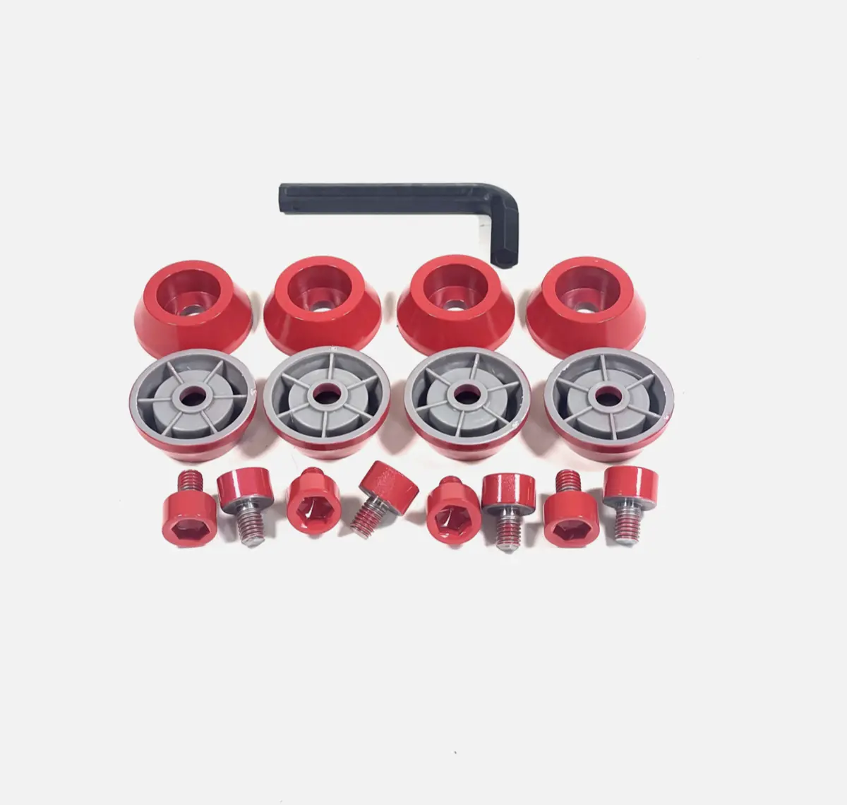 Ballistic Jester 814 Gloss Red Trim Short Bolt Cone Washer 8 Pcs Kit + Hardware 1