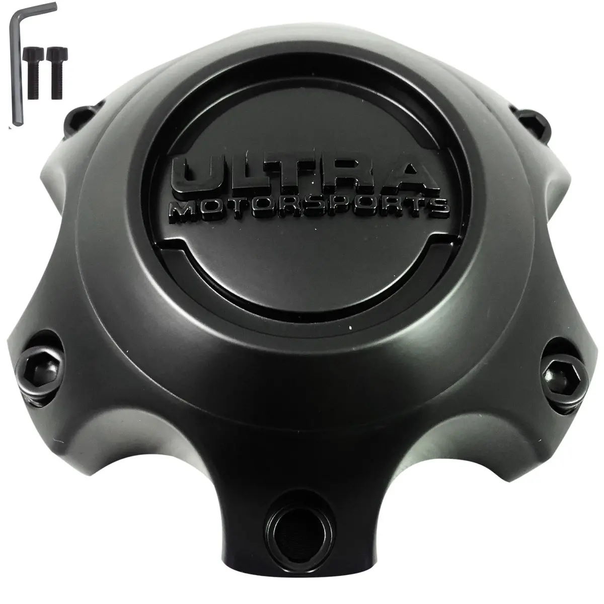 Ultra Motorsports Wheels Flat Black / Gloss Logo Wheel Center Cap # 89-9764Sbb (1 Cap) 1