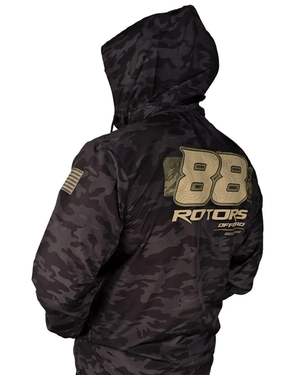 88 Rotors Offroad X Dust Til Dawn Adult Black Camo Lightweight Windbreaker Jacket 1