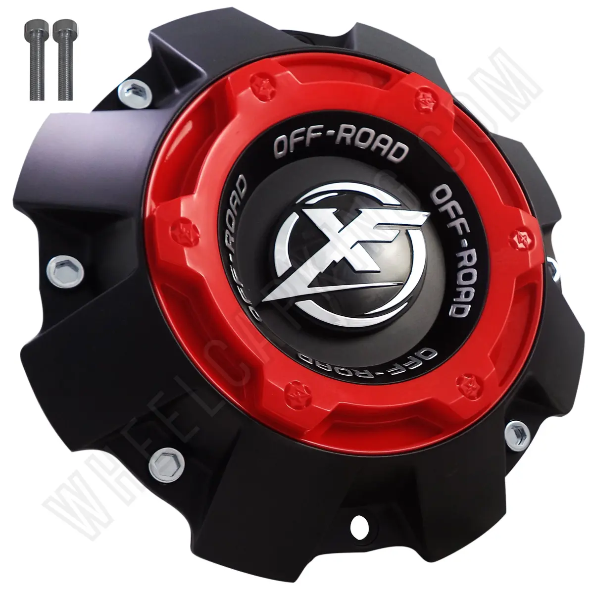 Xf Offroad Wheels Gloss Blk/Red Top Short Custom Center Cap # 1444L227 (1 Cap) 1