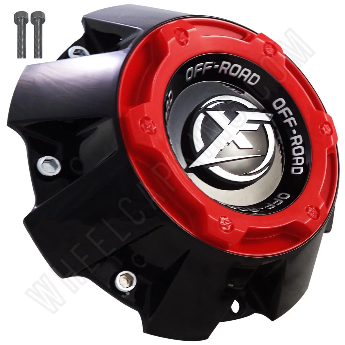 Xf Offroad Wheels Flat Blk/Red Top Tall Custom Center Cap # 1444L227h (4 Caps) 1