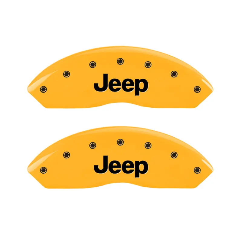 Mgp 4 Caliper Covers Engraved Front Jeep Rear Grill Logo Yellow Finish Black Char 2004 Jeep Wrangler 1