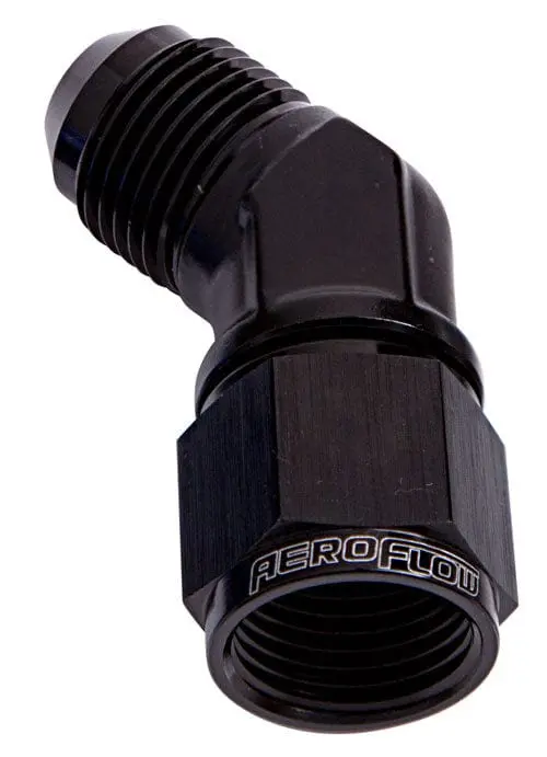 -4An 45° Swivel Fitting: Male-To-Female Flare – Af142-04Blk (Black Anodized) 1