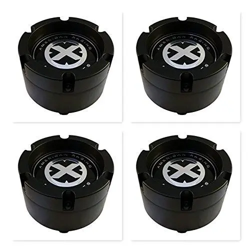 American Racing 4 Pack Atx 391K132 8 Lug Black Snap In 2Pc Wheel Center Cap 1
