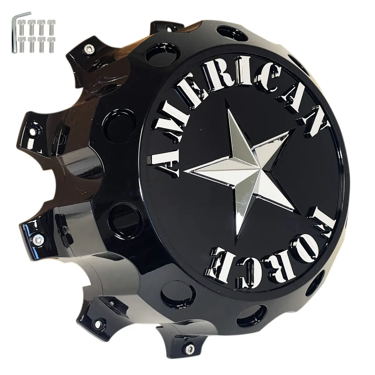 American Force 10 Lug Dually Rear Wheel Center Cap Gloss Black Afx321b-G (1 Cap) New 1