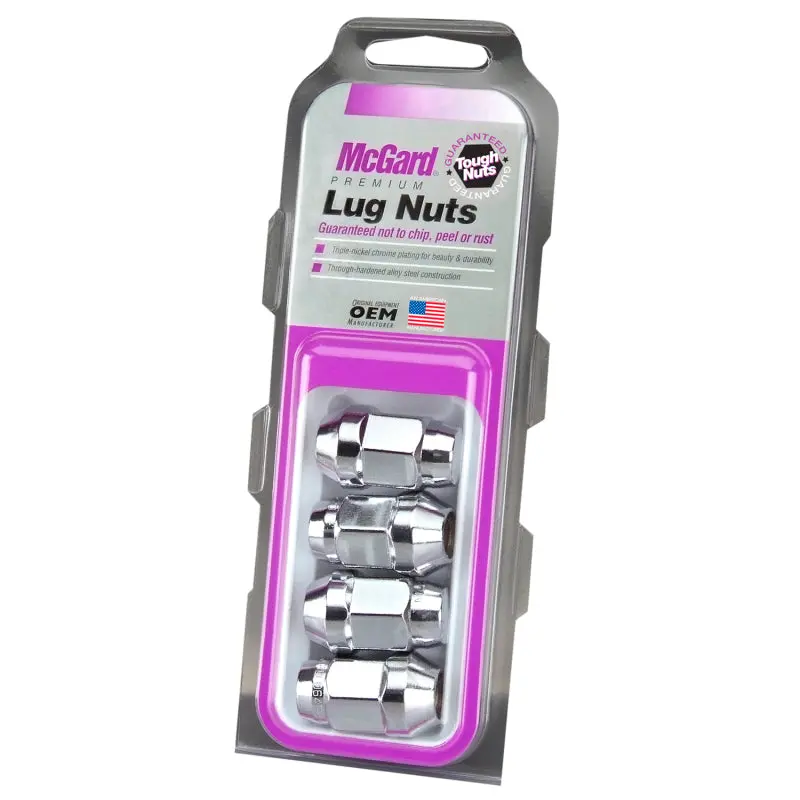 Mcgard Hex Lug Nut (Cone Seat Bulge Style) 1/2-20 / 3/4 Hex / 1.45In. Length (4-Pack) - Chrome 1