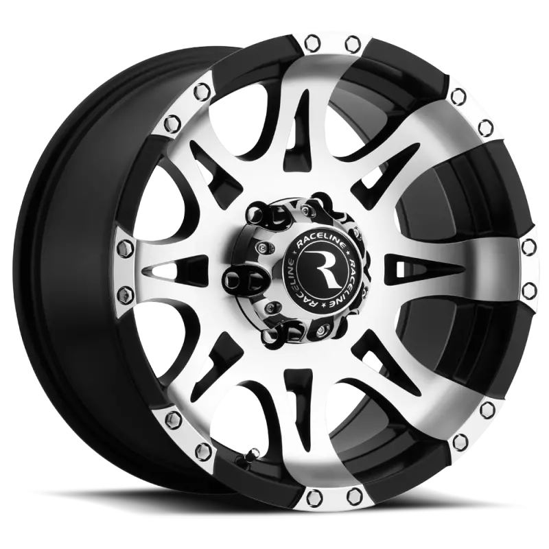Raceline 982 Raptor 17X9in / 5X139.7 Bp / 0Mm Offset / 106.5Mm Bore - Black & Machined Wheel 1