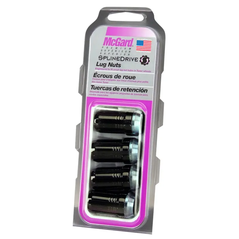 Mcgard Splinedrive Lug Nut (Cone Seat) 1/2-20 / 1.60In. Length (4-Pack) - Black (Req. Tool) 1